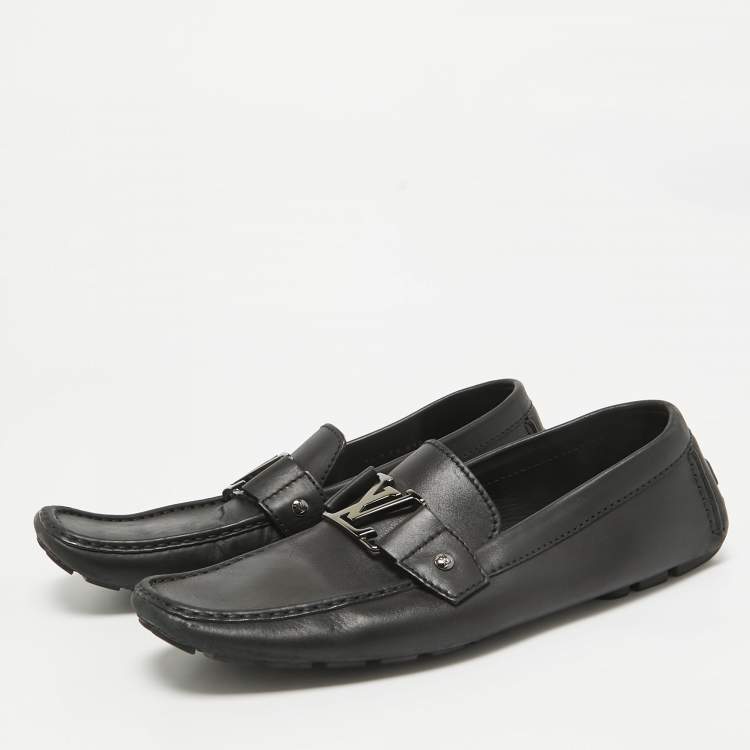 Pre Owned Louis Vuitton Black Leather Monte Carlo Loafers Size 43.5