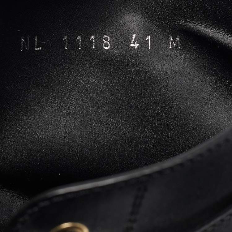 Pre Owned Louis Vuitton Black Leather Wonderland Flat Ranger Combat Boots 41