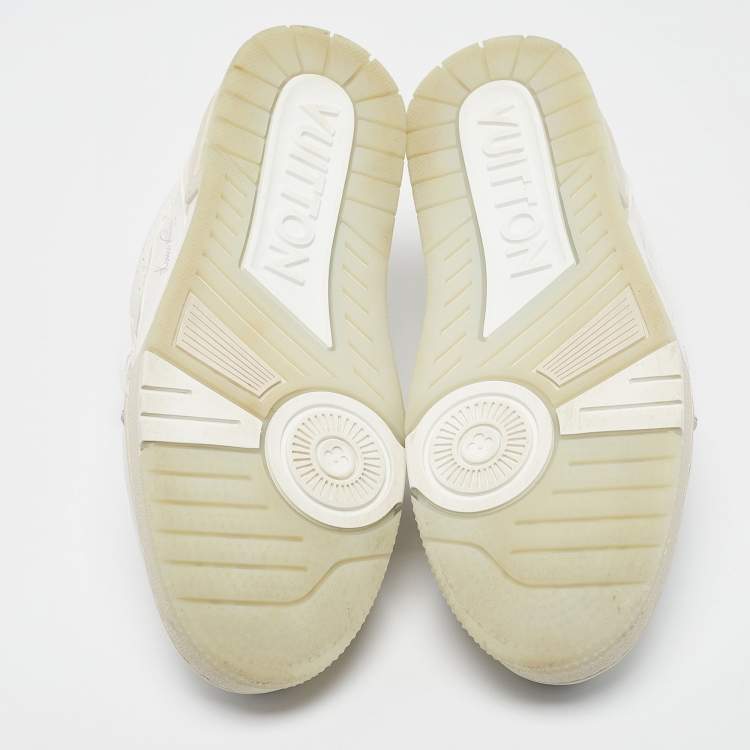 Pre Owned Louis Vuitton White Leather LV Trainer Sneakers Size 40.5