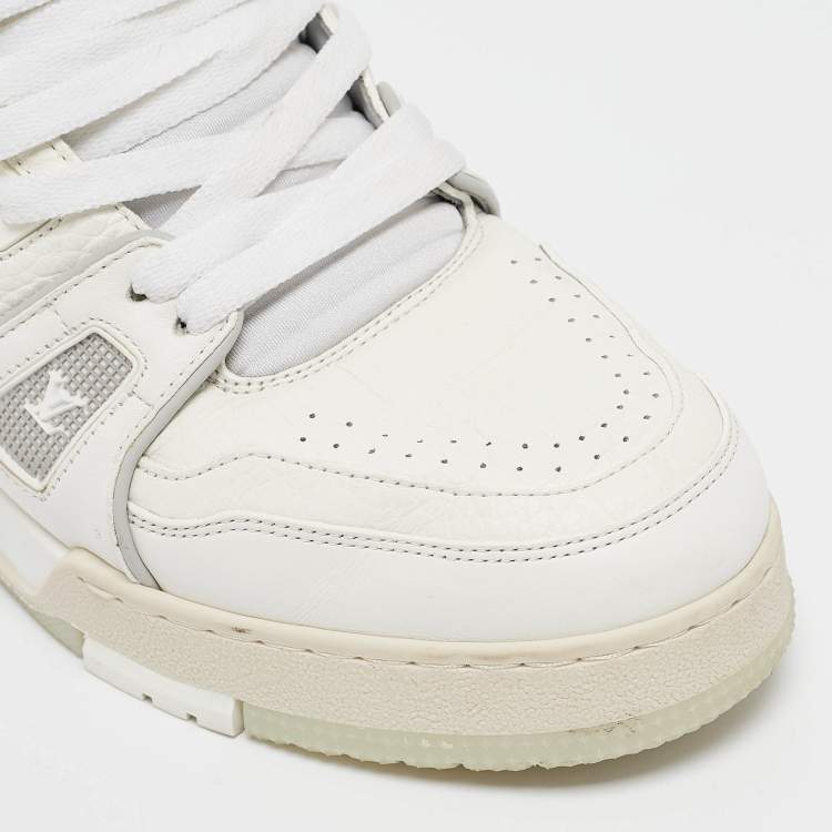 Pre Owned Louis Vuitton White Leather LV Trainer Sneakers Size 40.5
