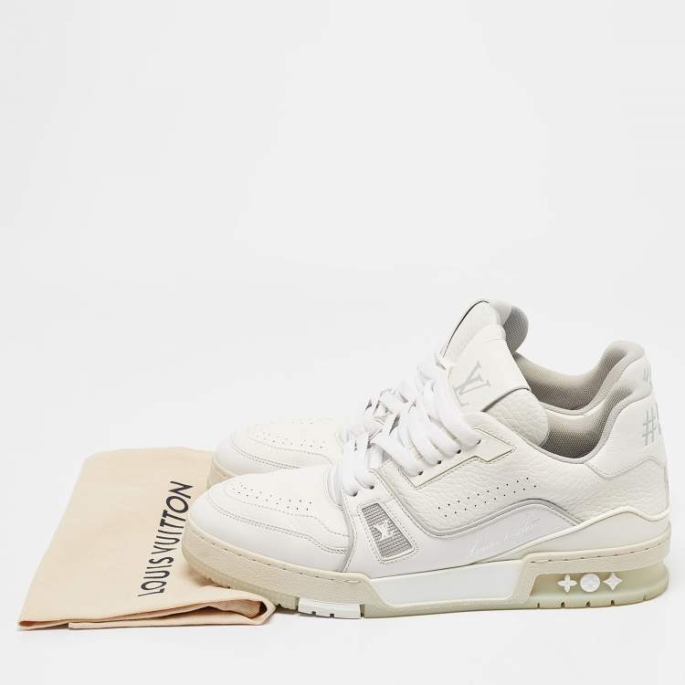 Pre Owned Louis Vuitton White Leather LV Trainer Sneakers Size 40.5