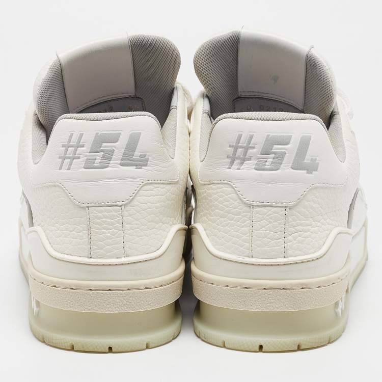 Pre Owned Louis Vuitton White Leather LV Trainer Sneakers Size 40.5