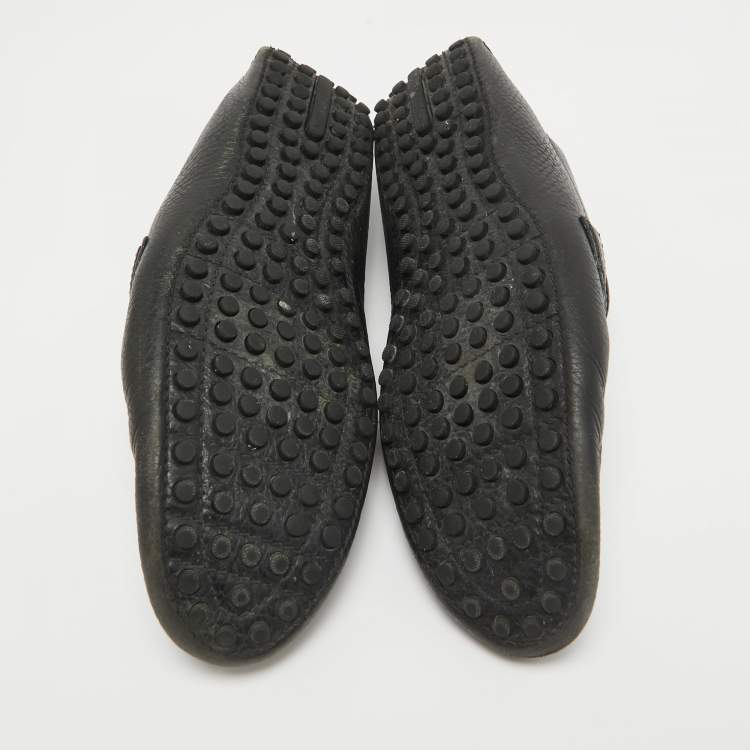 Pre Owned Louis Vuitton Black Leather Hockenheim Slip on Loafers Size 40