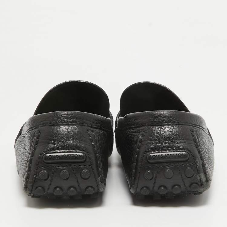 Pre Owned Louis Vuitton Black Leather Hockenheim Slip on Loafers Size 40