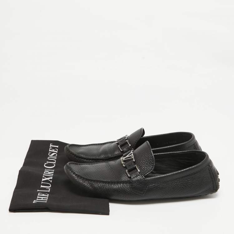 Pre Owned Louis Vuitton Black Leather Hockenheim Slip on Loafers Size 40