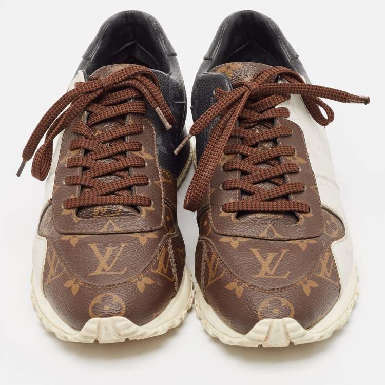 Pre Owned Louis Vuitton Brown Canvas RunAway Lace Up Sneakers Size 39.5