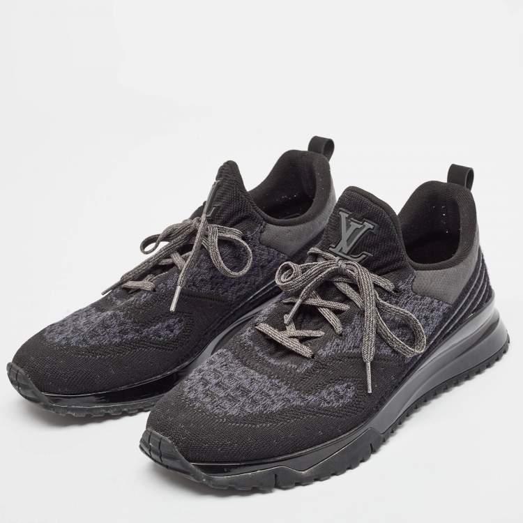 Pre Owned Louis Vuitton Black Knit Fabric V.N.R Lace Up Sneakers Size 42.5