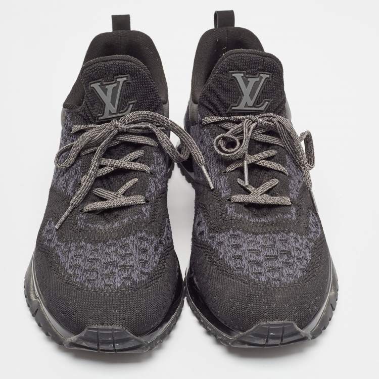 Pre Owned Louis Vuitton Black Knit Fabric V.N.R Lace Up Sneakers Size 42.5