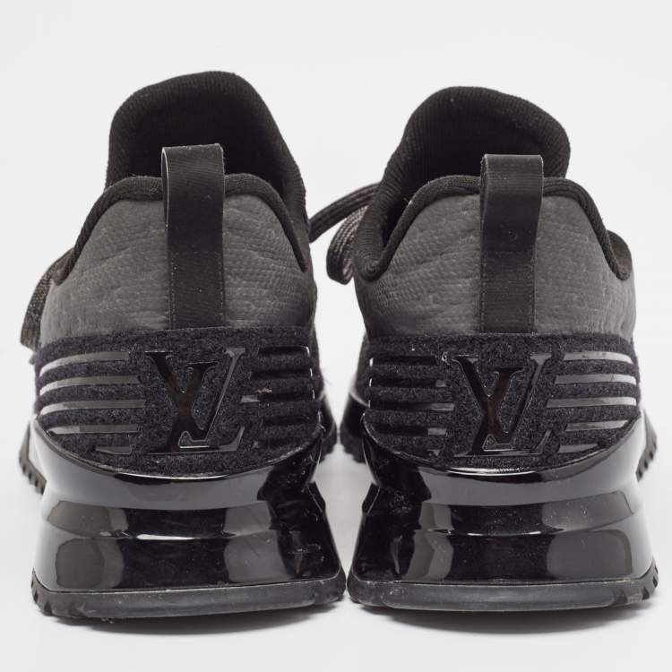 Pre Owned Louis Vuitton Black Knit Fabric V.N.R Lace Up Sneakers Size 42.5