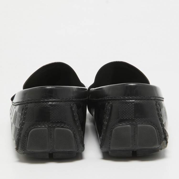 Pre Owned Louis Vuitton Black Damier Embossed Leather Outline Loafers Size 42.5