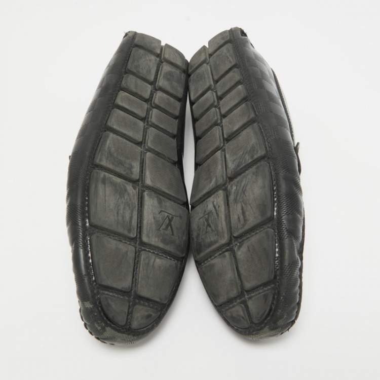 Pre Owned Louis Vuitton Black Damier Embossed Leather Outline Loafers Size 42.5