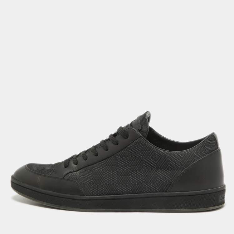 Pre Owned Louis Vuitton Black Damier Graphite Fabric and Leather Offshore Sneakers Size 42.5