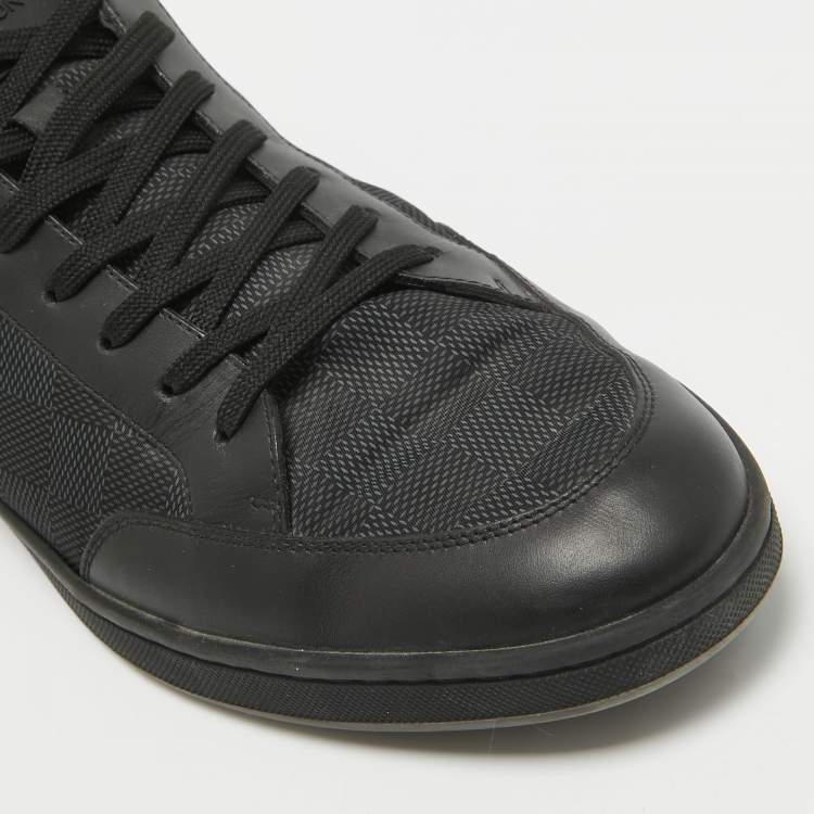 Pre Owned Louis Vuitton Black Damier Graphite Fabric and Leather Offshore Sneakers Size 42.5