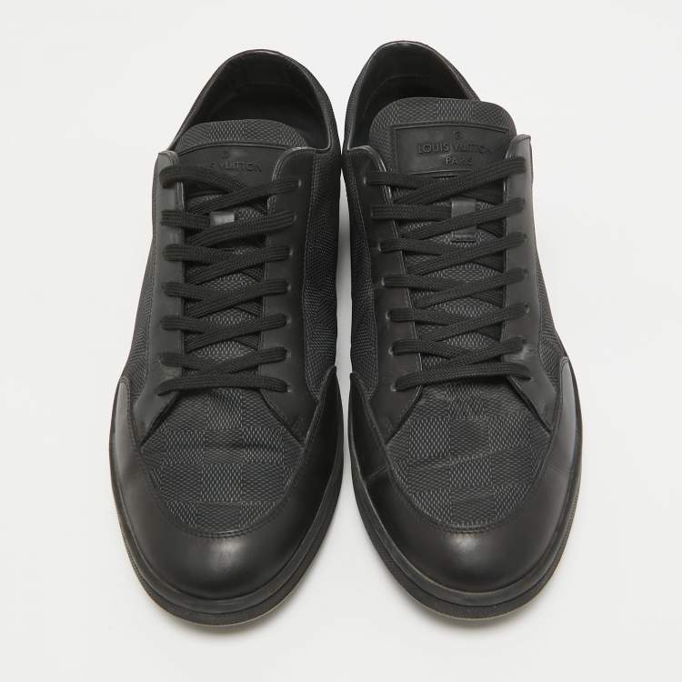Pre Owned Louis Vuitton Black Damier Graphite Fabric and Leather Offshore Sneakers Size 42.5