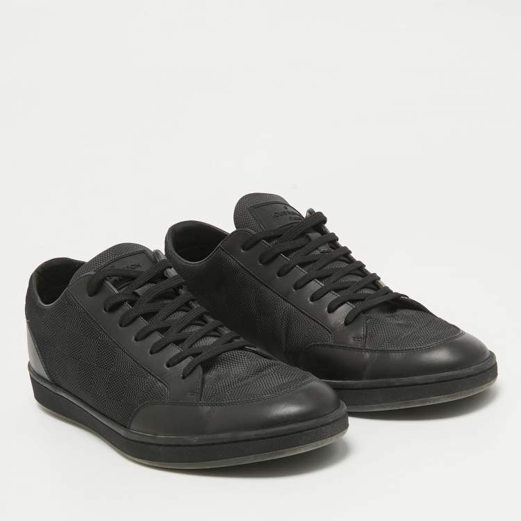 Pre Owned Louis Vuitton Black Damier Graphite Fabric and Leather Offshore Sneakers Size 42.5