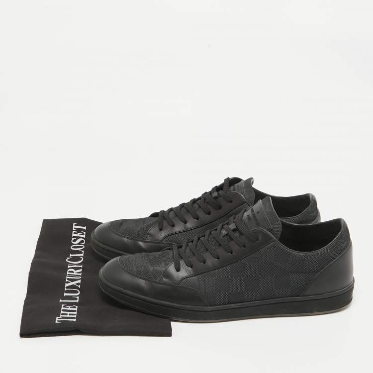 Pre Owned Louis Vuitton Black Damier Graphite Fabric and Leather Offshore Sneakers Size 42.5