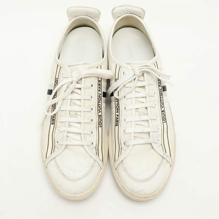 Pre Owned Louis Vuitton White Leather Low Top Sneakers Size 42