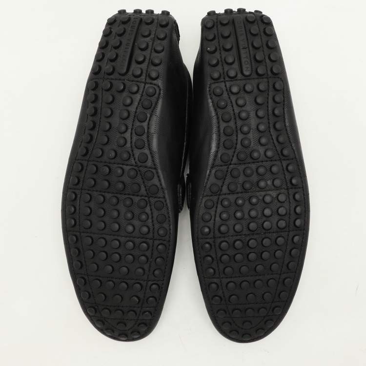Pre Owned Louis Vuitton Black Damier Embossed Leather Hockenheim Loafers Size 43
