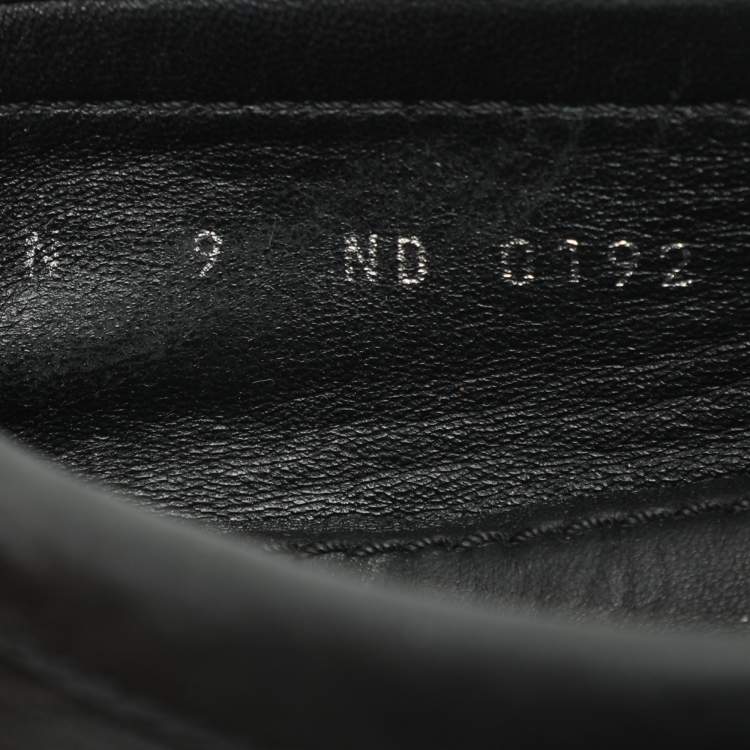 Pre Owned Louis Vuitton Black Damier Embossed Leather Hockenheim Loafers Size 43