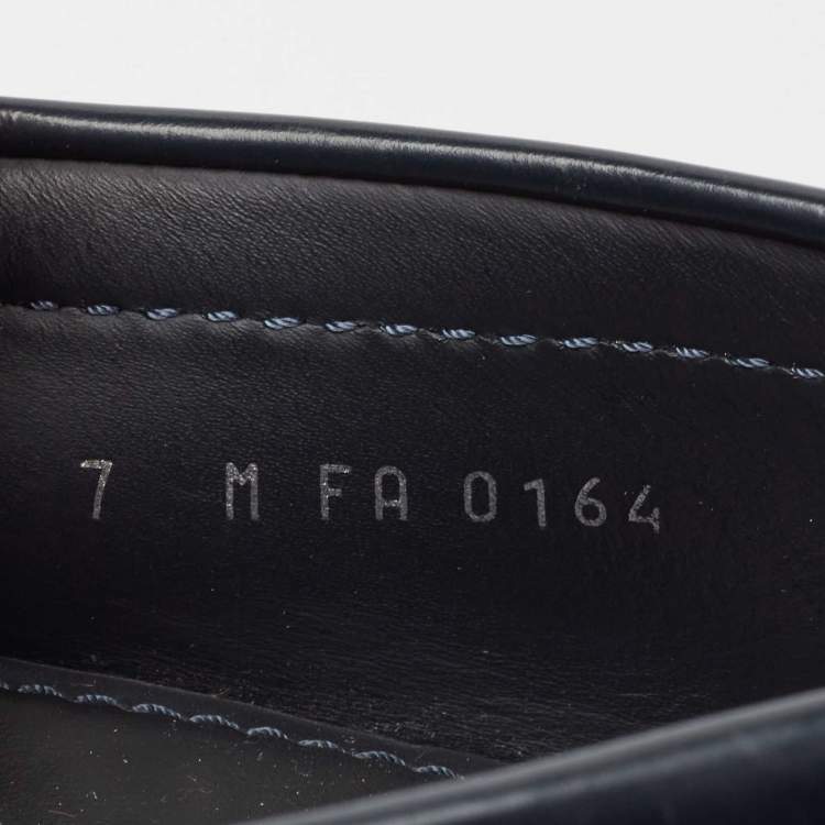 Pre Owned Louis Vuitton Navy Blue Leather Monte Carlo Loafers Size 41