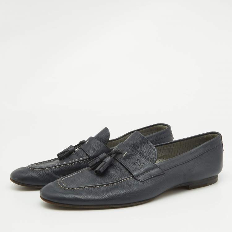 Louis Vuitton Black Leather Slip On Loafers Size 42 Louis