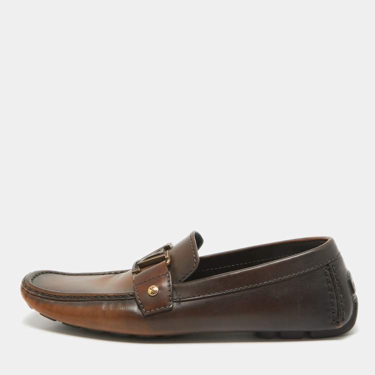 Pre Owned Louis Vuitton Brown Leather Monte Carlo Loafers Size 42