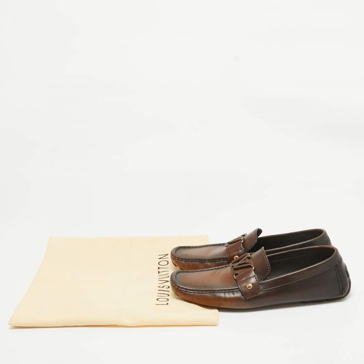 Pre Owned Louis Vuitton Brown Leather Monte Carlo Loafers Size 42