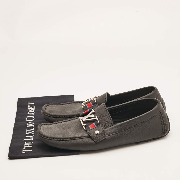Pre Owned Louis Vuitton Black Leather Monte Carlo Loafers Size 42