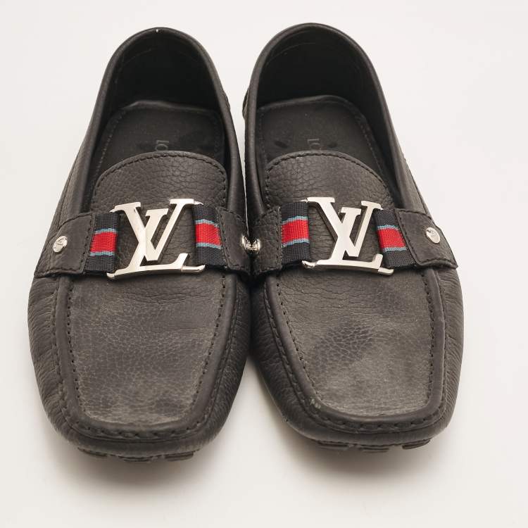 Pre Owned Louis Vuitton Black Leather Monte Carlo Loafers Size 42