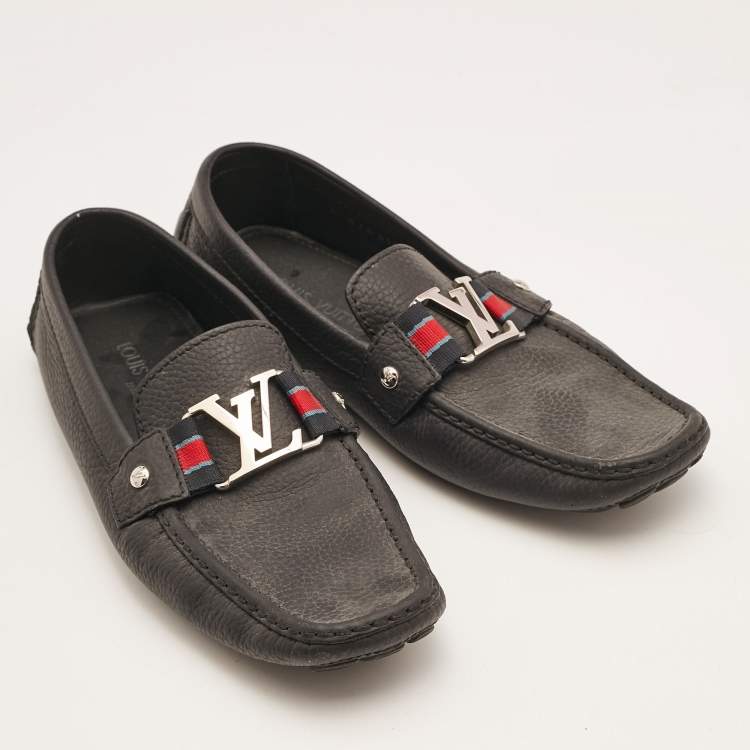 Pre Owned Louis Vuitton Black Leather Monte Carlo Loafers Size 42