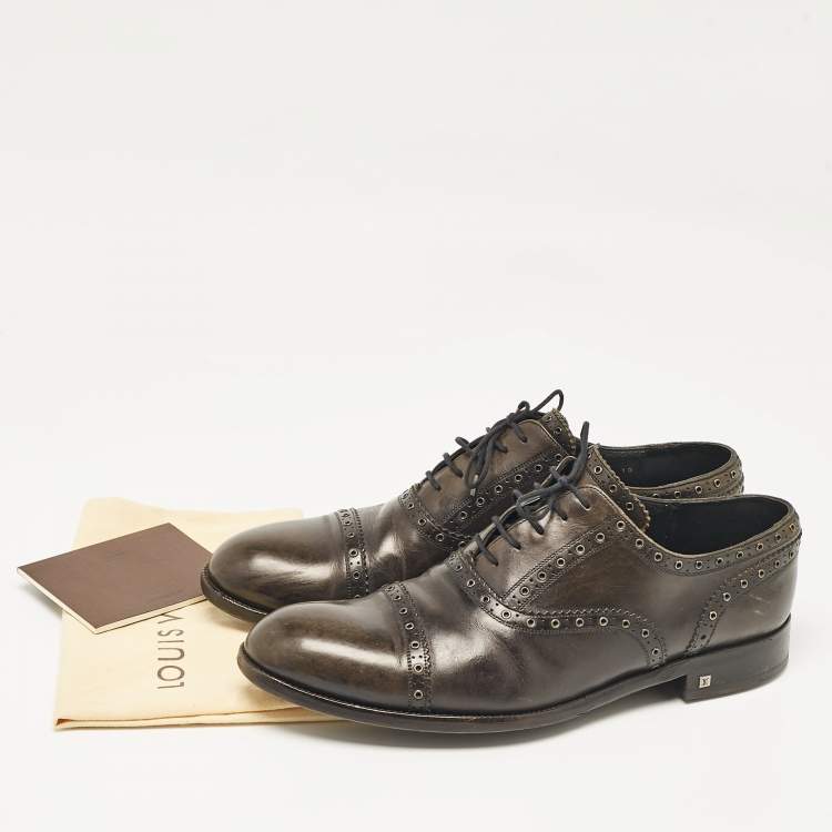 Pre Owned Louis Vuitton Dark Grey Leather Brogues Oxford Size 44