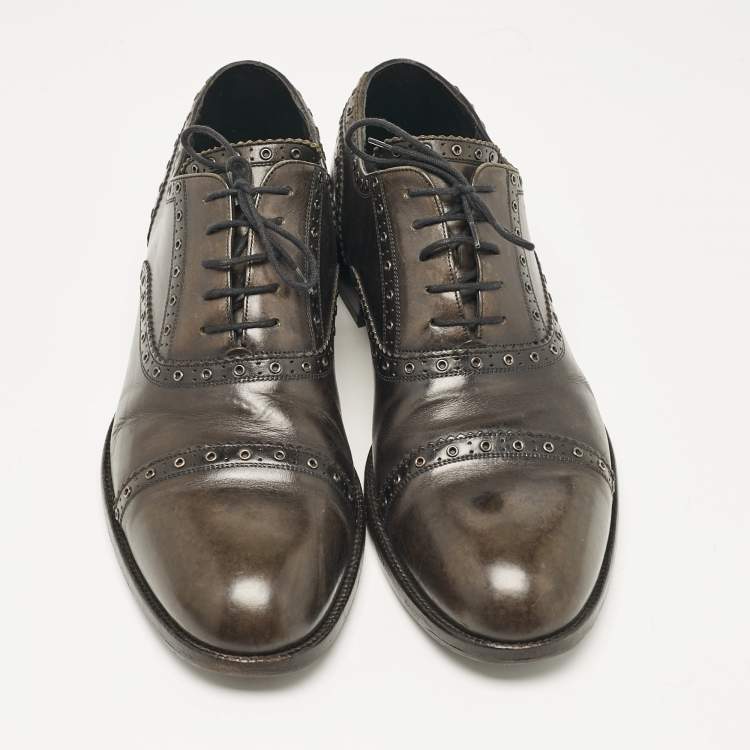 Pre Owned Louis Vuitton Dark Grey Leather Brogues Oxford Size 44