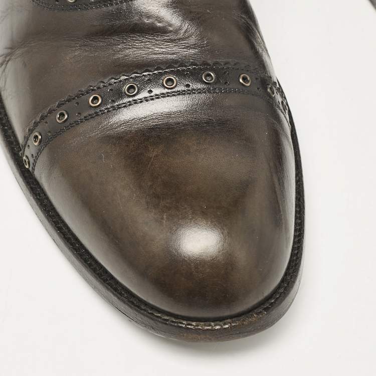 Pre Owned Louis Vuitton Dark Grey Leather Brogues Oxford Size 44
