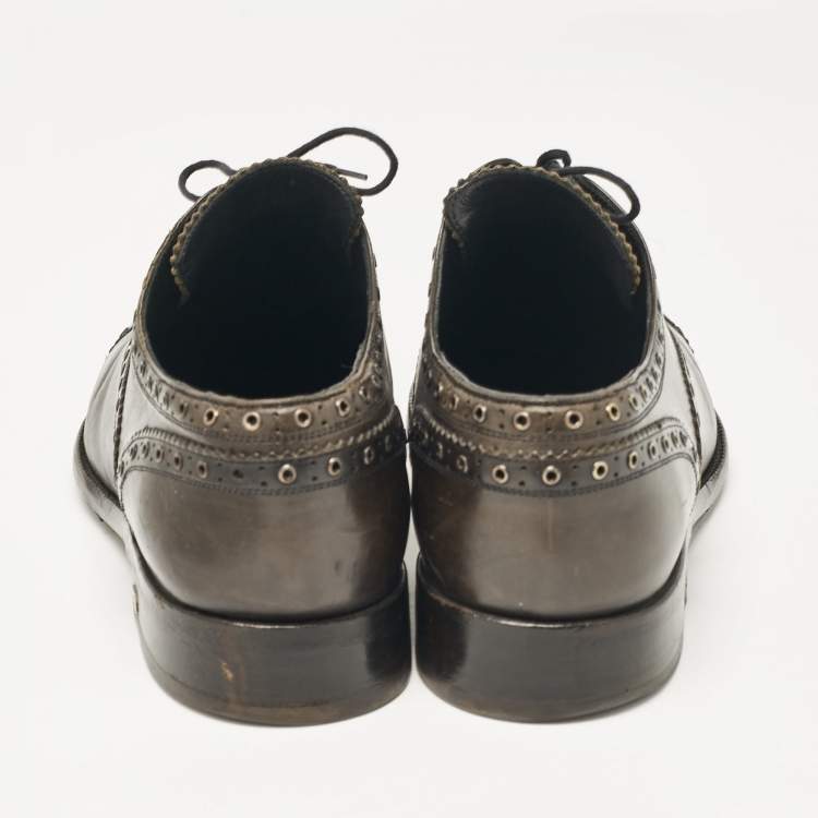 Pre Owned Louis Vuitton Dark Grey Leather Brogues Oxford Size 44