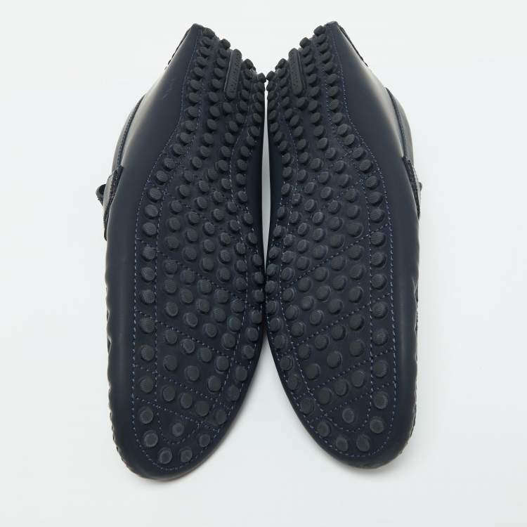 مملوكة مسبقًا Louis Vuitton Navy Blue Leather Hockenheim Loafers Size 44.5