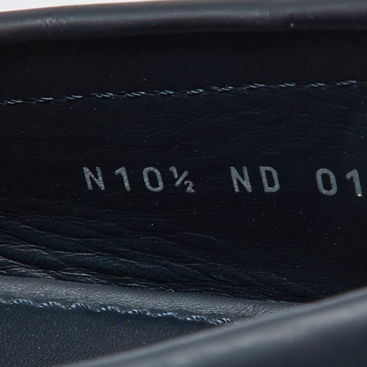 مملوكة مسبقًا Louis Vuitton Navy Blue Leather Hockenheim Loafers Size 44.5