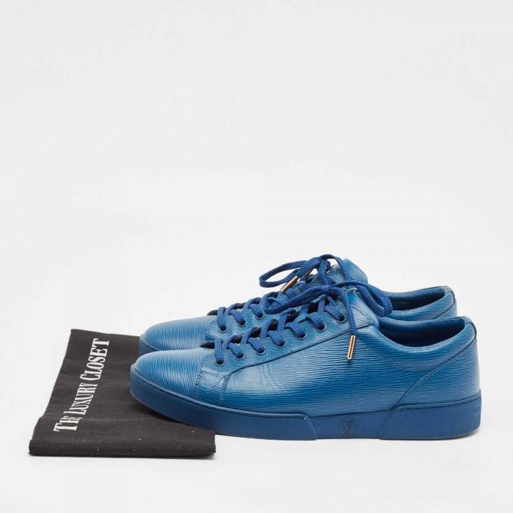 Pre Owned Louis Vuitton Blue Epi Leather Concorde Low Top Sneakers Size 43