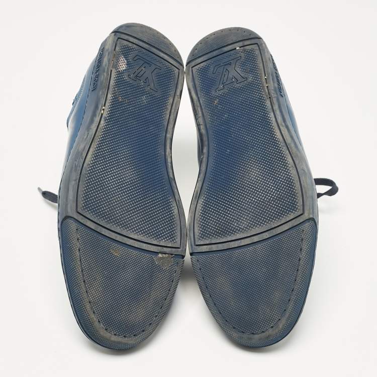 Pre Owned Louis Vuitton Blue Leather and Suede Low Top Sneakers Size 43