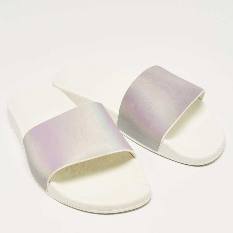 Pre Owned Louis Vuitton Purple PVC Waterfront Slide Sandals Size 40