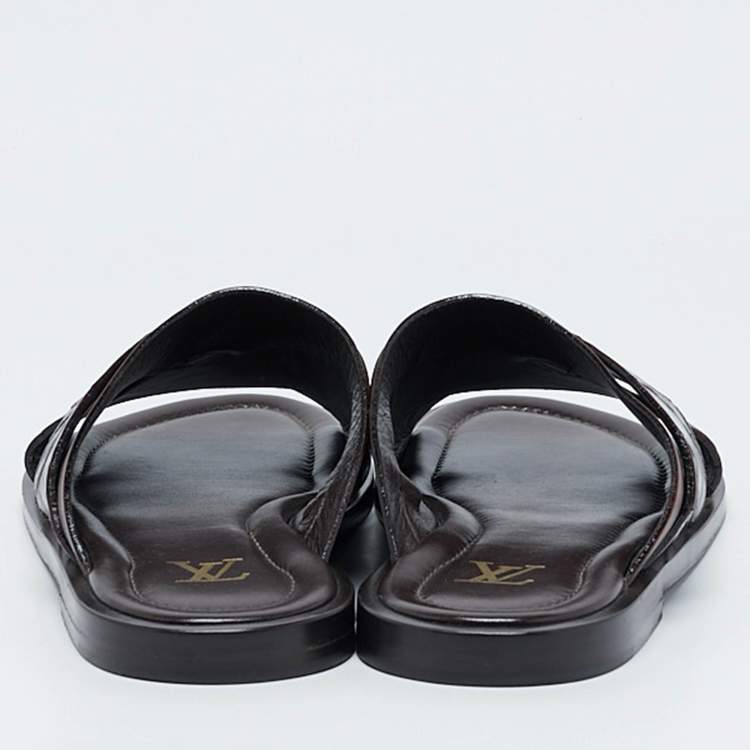 Pre Owned Louis Vuitton Brown Crocodile Leather Foch Sandals Size 43.5