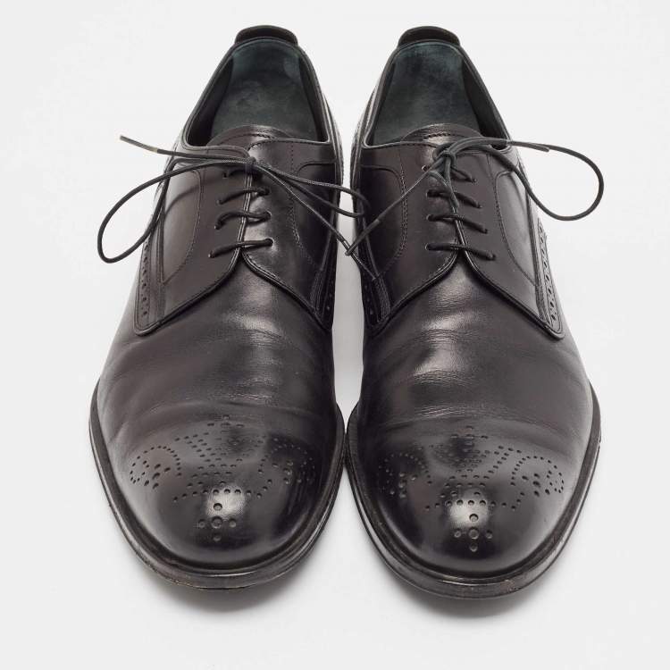 Pre Owned Louis Vuitton Black Brogue Leather Lace Up Oxfords Size 43