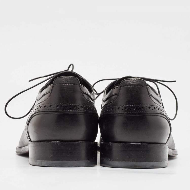 Pre Owned Louis Vuitton Black Brogue Leather Lace Up Oxfords Size 43