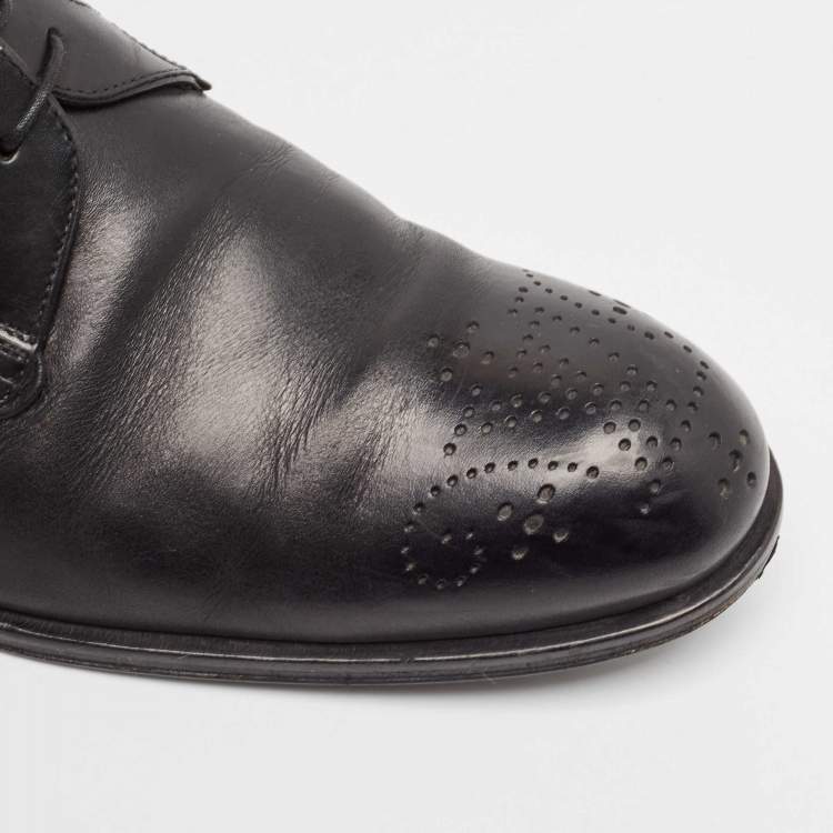Pre Owned Louis Vuitton Black Brogue Leather Lace Up Oxfords Size 43