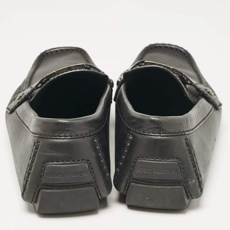 مملوكة مسبقًا Louis Vuitton Black Leather Monte Carlo Slip On Loafers Size 42