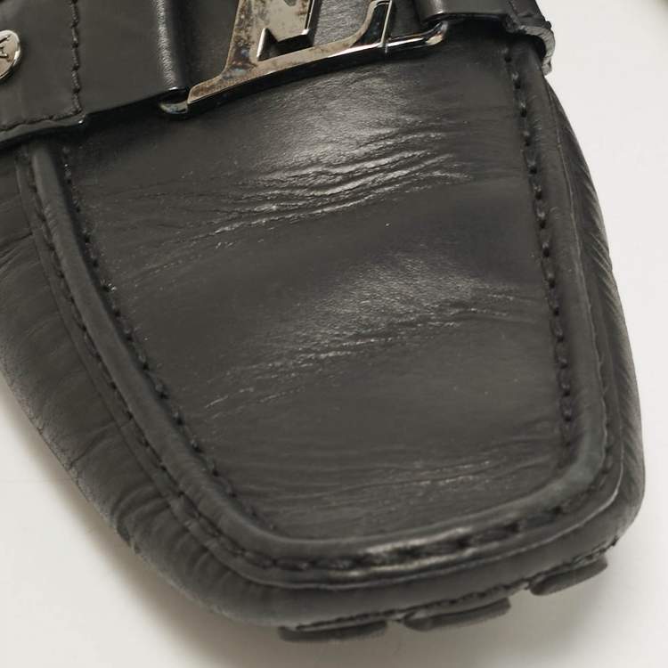 مملوكة مسبقًا Louis Vuitton Black Leather Monte Carlo Slip On Loafers Size 42