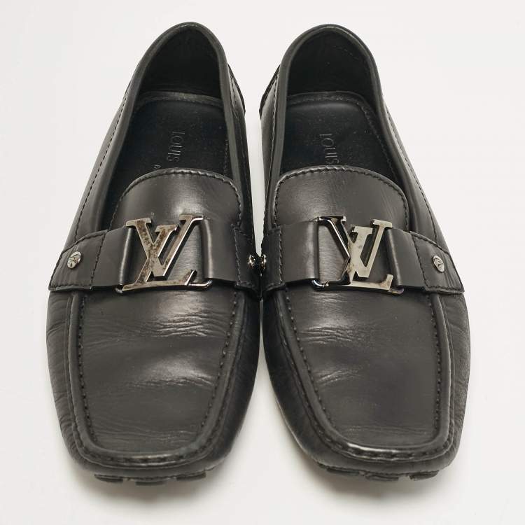 مملوكة مسبقًا Louis Vuitton Black Leather Monte Carlo Slip On Loafers Size 42