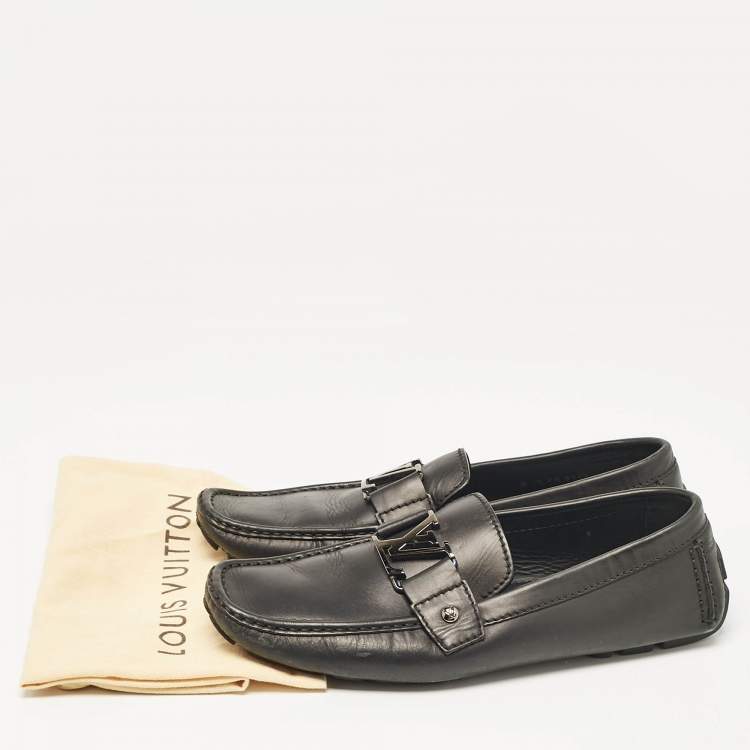 مملوكة مسبقًا Louis Vuitton Black Leather Monte Carlo Slip On Loafers Size 42