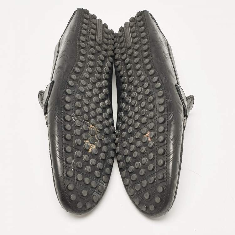 Pre Owned Louis Vuitton Black Leather Monte Carlo Slip On Loafers Size 43