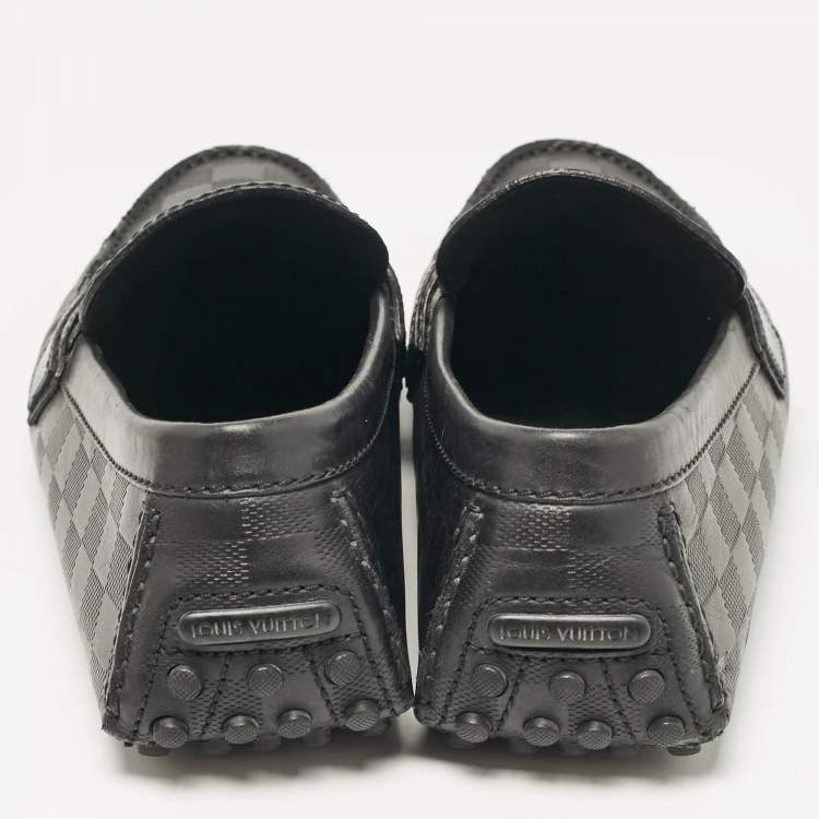 Pre Owned Louis Vuitton Black Leather Monte Carlo Slip On Loafers Size 43