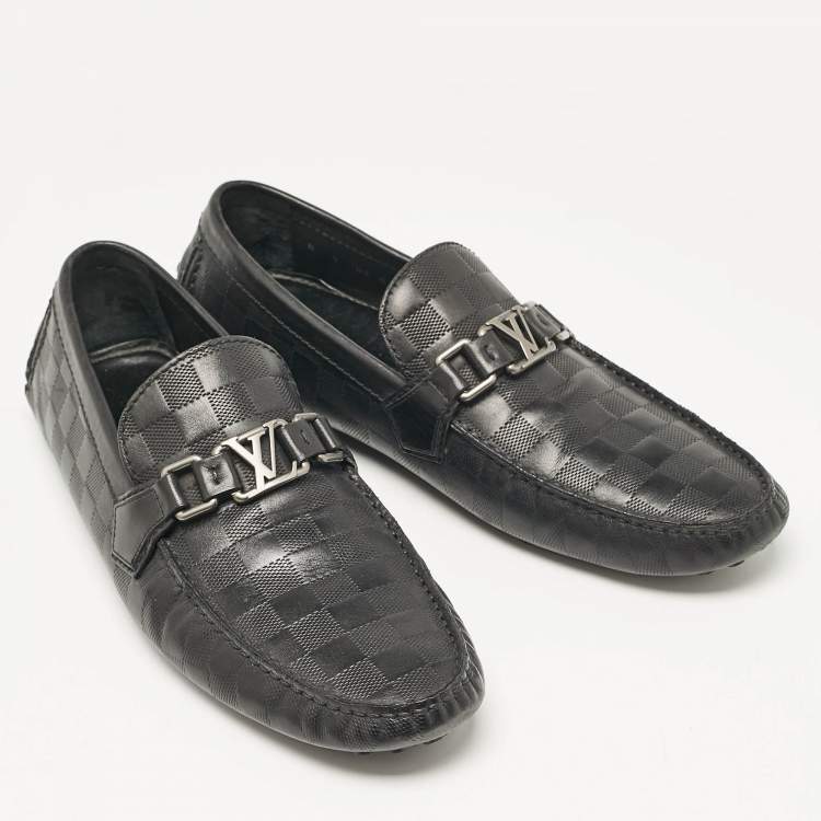 Pre Owned Louis Vuitton Black Leather Monte Carlo Slip On Loafers Size 43